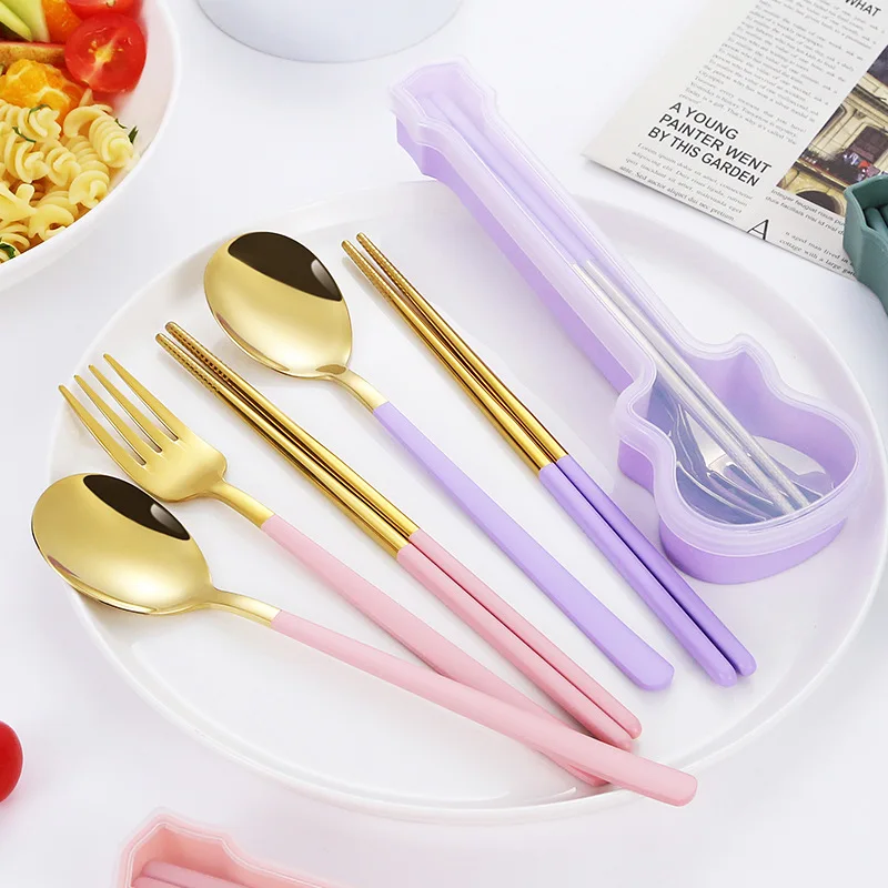 طقم أدوات مائدة ستانلس ستيل محمول