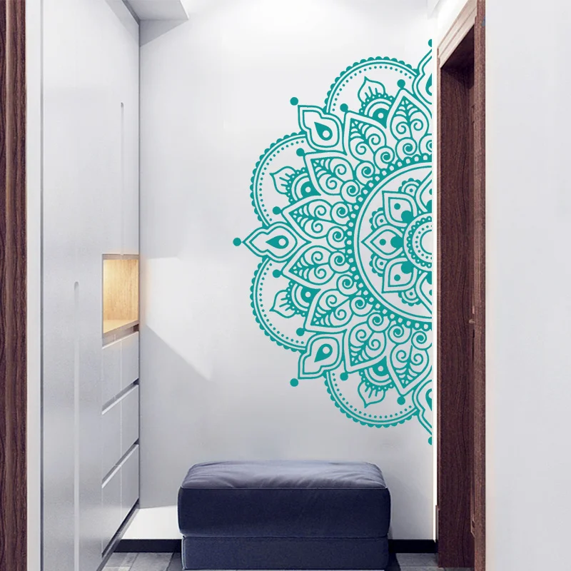 Autocollant Mural Demi-mandala Déco Yoga & Boho - Décalque Amovible - Personnalisable Couleur - Oracal USA