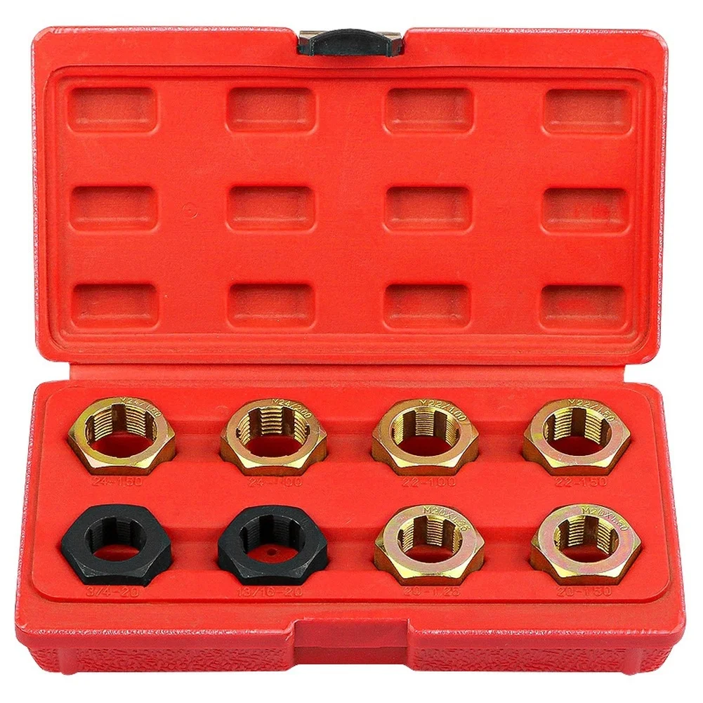 8pcs/Set Automotive Drive Shaft Thread Repair Tool Kit Metric Inch Hex Tap And Die Tapping Threading Tool