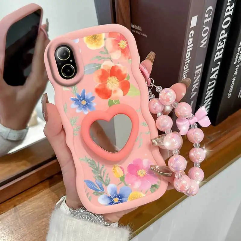 Pink Floral Phone Case Set with Lanyard and Stand - 3 Piece Set