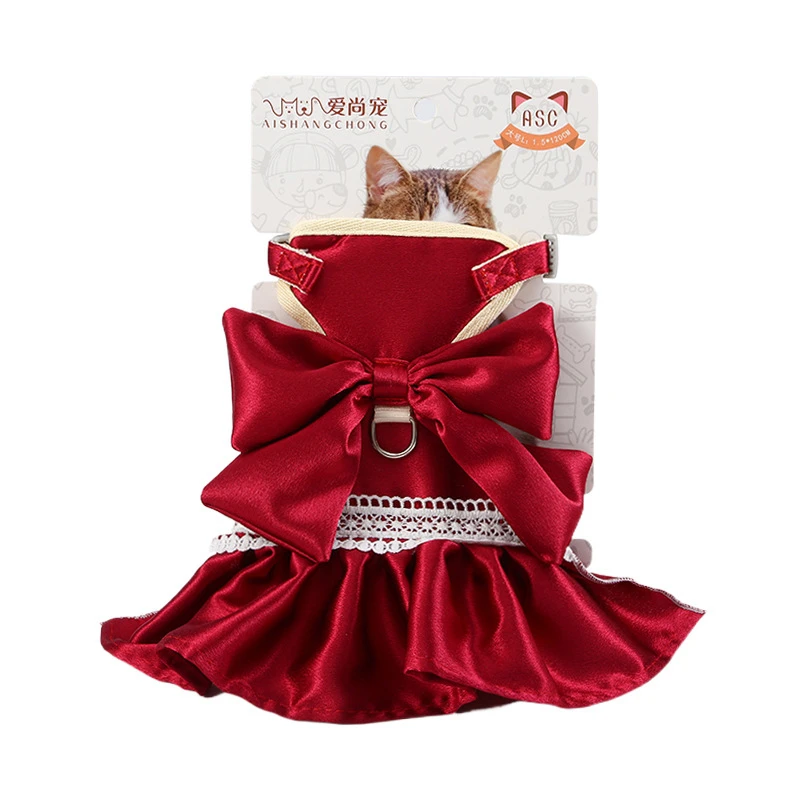 Title 10, Luxury Cat Harness Dress Big Bows Design Cat Cl...