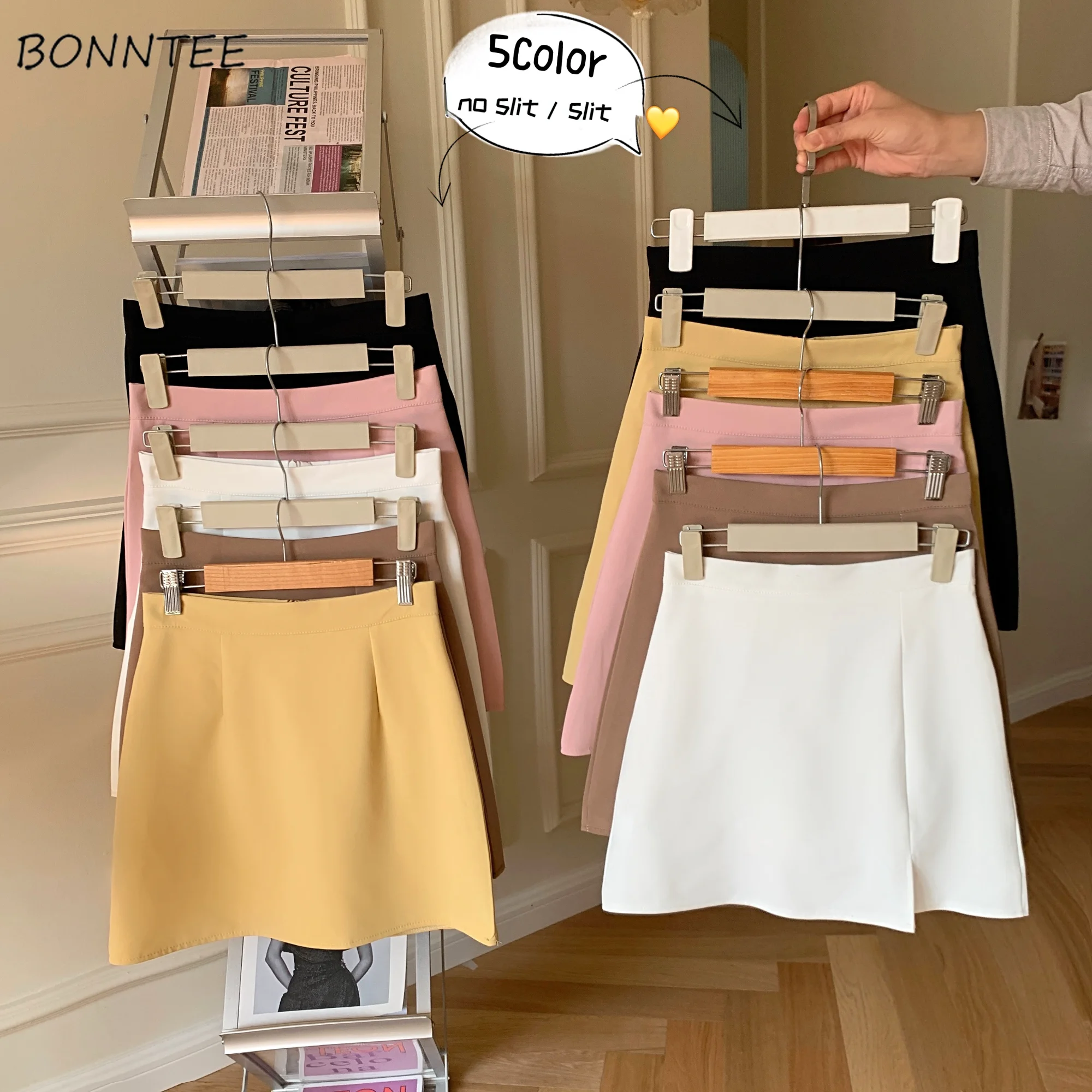 

Preppy Style Solid Skirts with Lining Women A-line Mini High Waist Young Casual Basic All-match Ulzzang Sweet Girls Fashion New