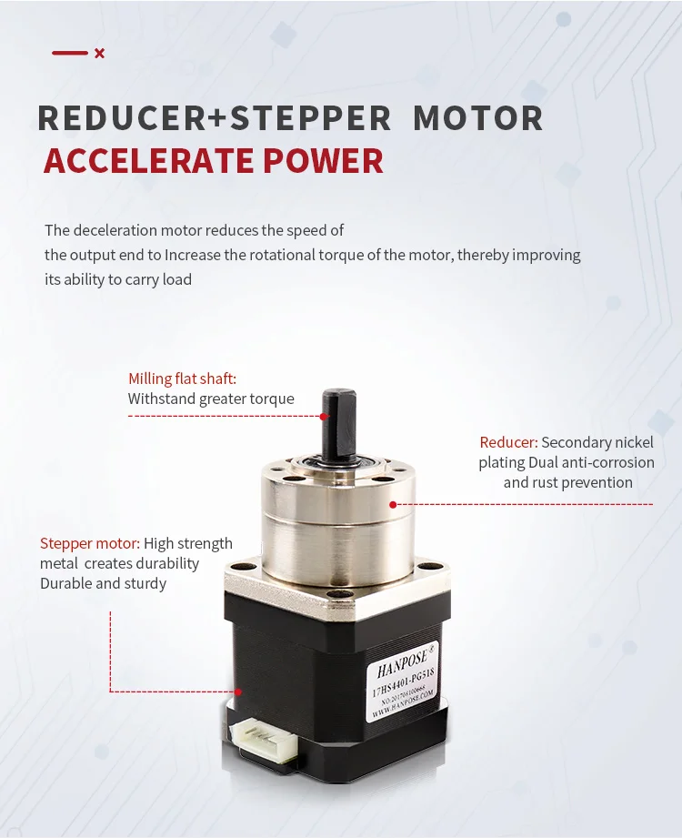 Description Picture 4 of item3PCS Nema17 Stepper Motor 17HS4401S-PG Ratio5.18：1 139:1 189：1 Gear motor Planetary geared Gearbox All   For 3D  Printer
