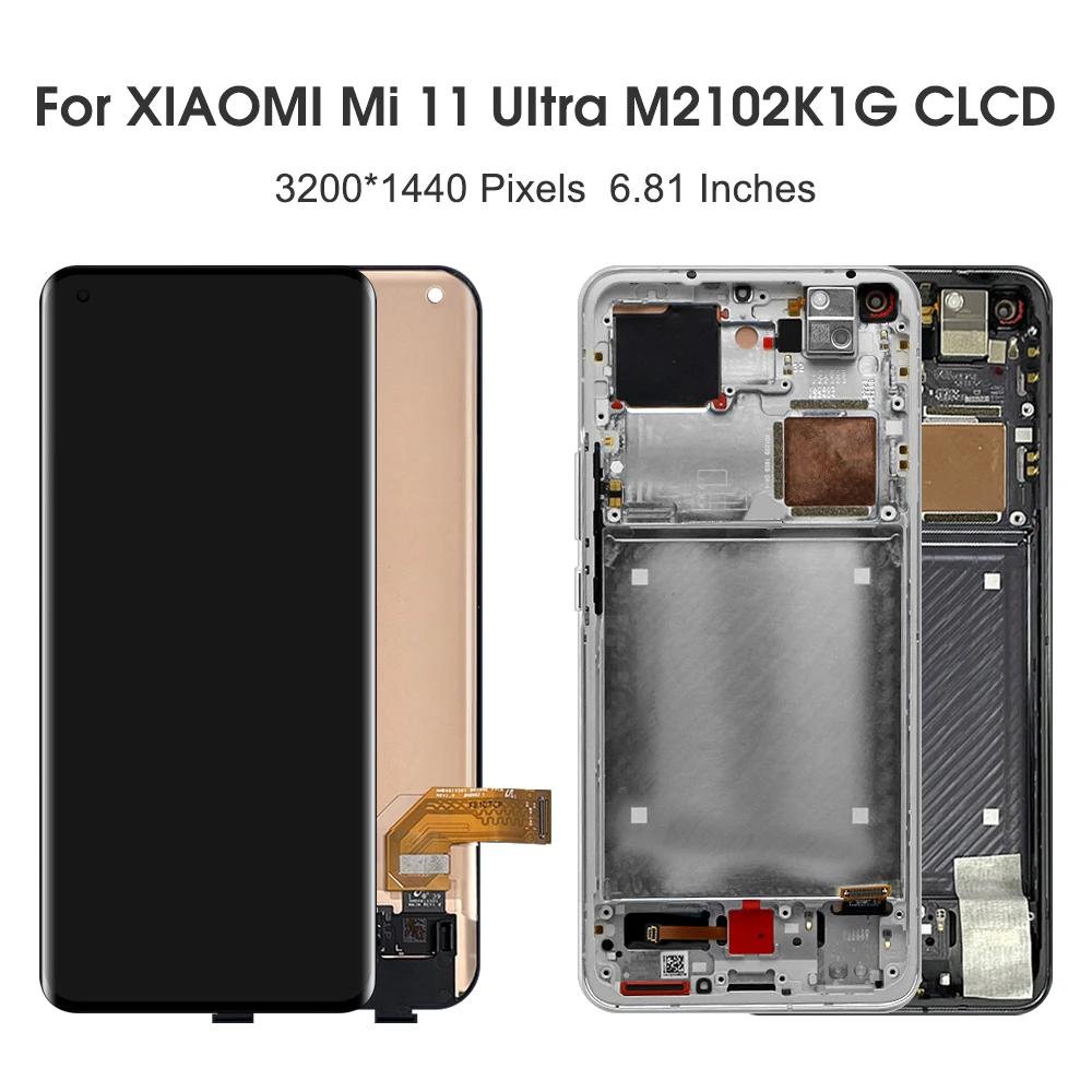 

6.81" Original Mi 11 Ultra Display, For Xiaomi Mi 11 Ultra M2102K1G LCD Display Touch Screen Digitizer With Frame Replacement
