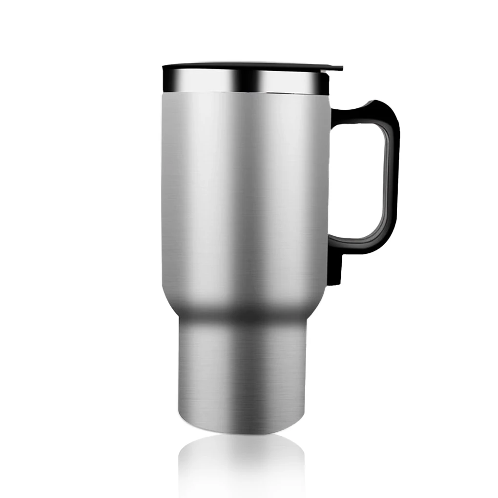 500ml Heating Cup with Handle Vehicle Stainless Steel Heated Coffee Mug Large Capacity Thermal Insulation Kettle