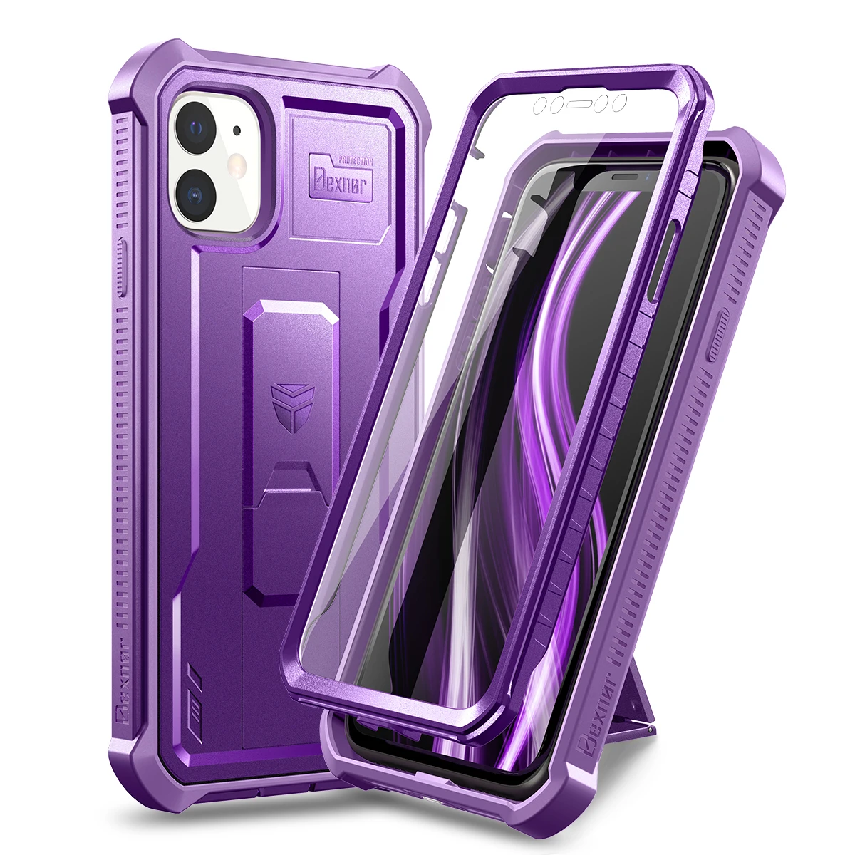 

3 in 1 Full-Body Shockproof Phone Case Kickstand For iPhone 11 Heavy Duty Protection Back Cover with Built-in Screen Protector