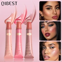 QIBEST Liquid Contour With Cushion Applicator For Cheeks Tint Natural Shimmer Finish Moisturizing Creamy Liquid Blush Highlight 1