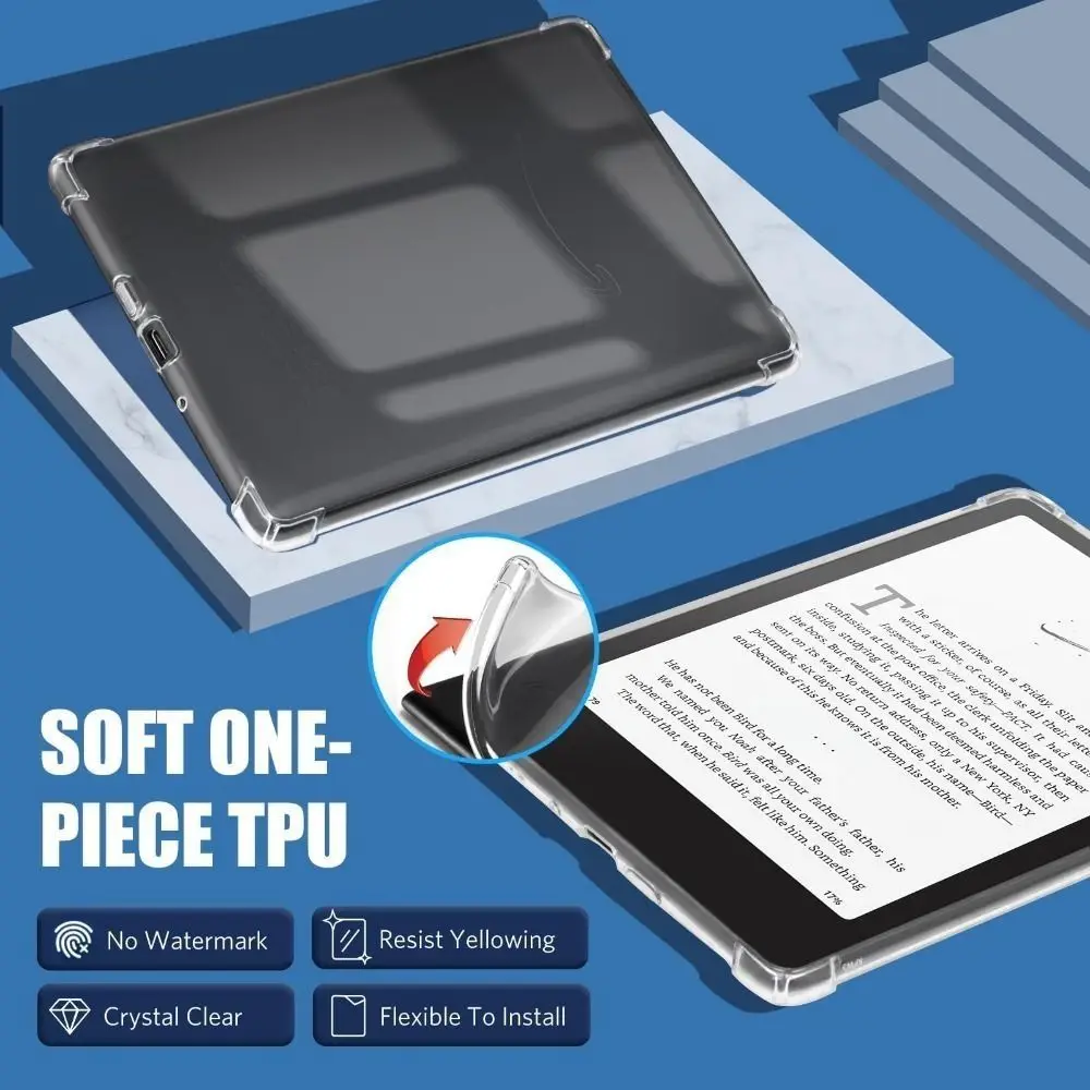 For Kindle Paperwhite 1/2/3/4/5 2024 e-Reader Case Transparent TPU Back Cover 12th Gen Colorsoft C2V2L3 SA568B Protective Shell