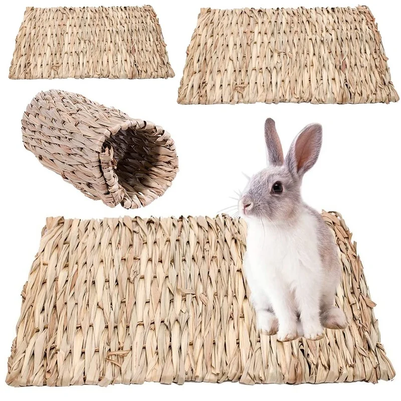 Rabbit Grass Chew Mat Small Animal Hamster Cage Bed House Pad Woven