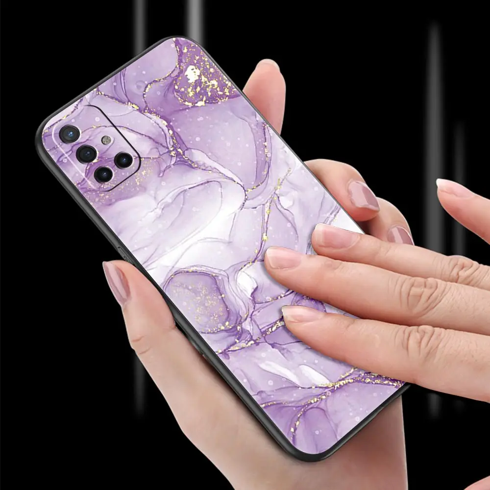 Elegant Marble Design Soft Silicone Phone Case - Black Cover