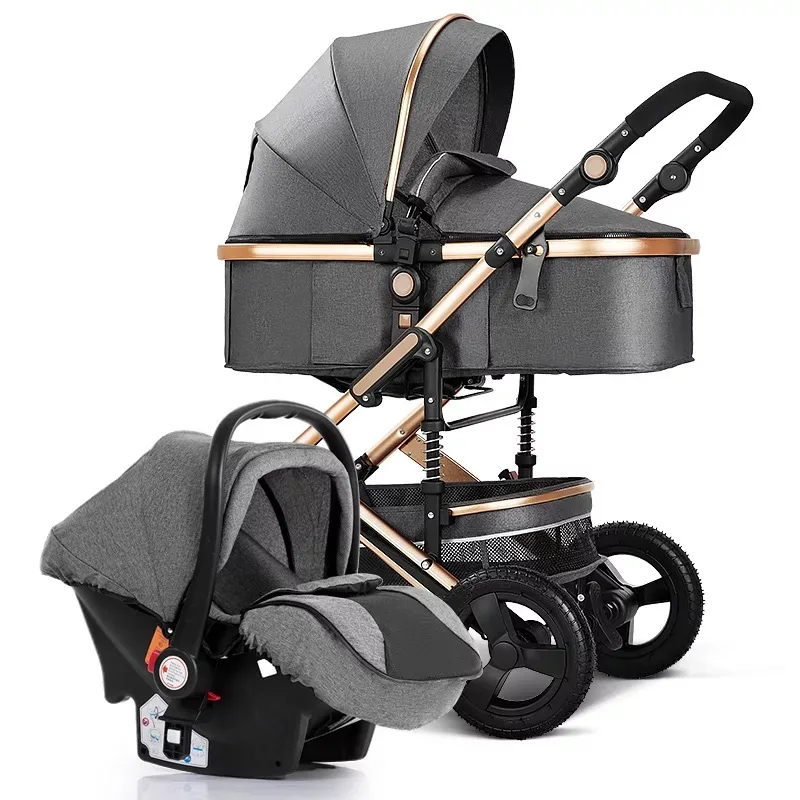 Baby stroller 3 in 1 strollers four wheels baby pram baby trolley kinderwagen luxury buggy Newborn Baby Pushchair High Landscape For baby stroller