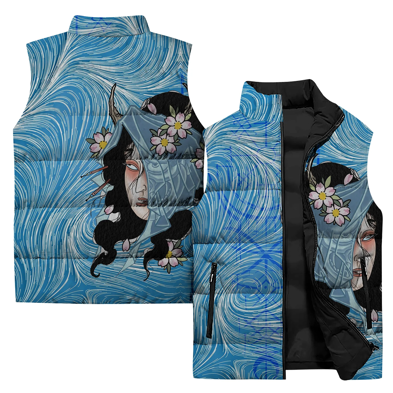 thumbnail image 2 of Chaqueta sin mangas con estampado 3D para hombre, chaqueta cálida para deportes al aire libre, ciclismo, chaqueta informal de moda para hombre, 2 of 5