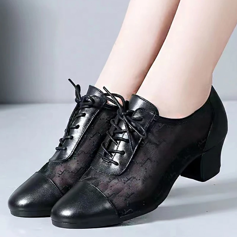 

Cowhide new net shoes Latin dance shoes ballroom dance body dance shoes daily versatile breathable women's dance shoes