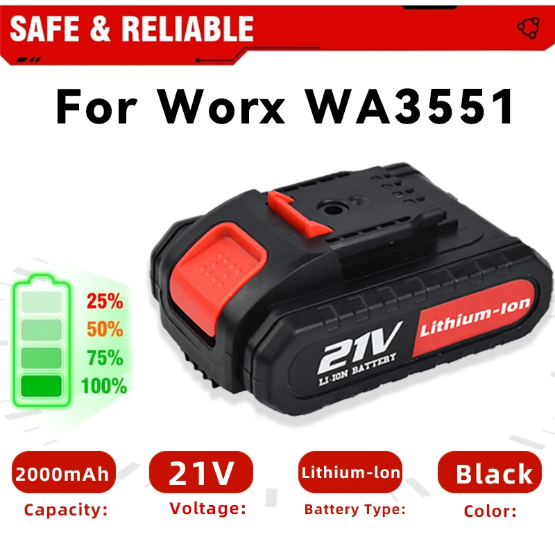 

For Worx 21V 2000mAH Battery Lithium-Ion WA3551 WA3551.1 WA3553 WA3641 for Worx WG629E WG546E WU268 Power Tools