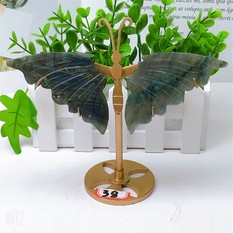 

Natural Labradorite Butterfly Wings Crystal Carving Crafts Healing Energy Stone Home Decoration Fengshui Birthday Gift 1pair