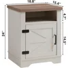 Farmhouse Nightstand,End Table with Barn Door,Nightstand WithOpen Shelf & Adjustable Shelf,Side Table,Bedside Cabinet 2