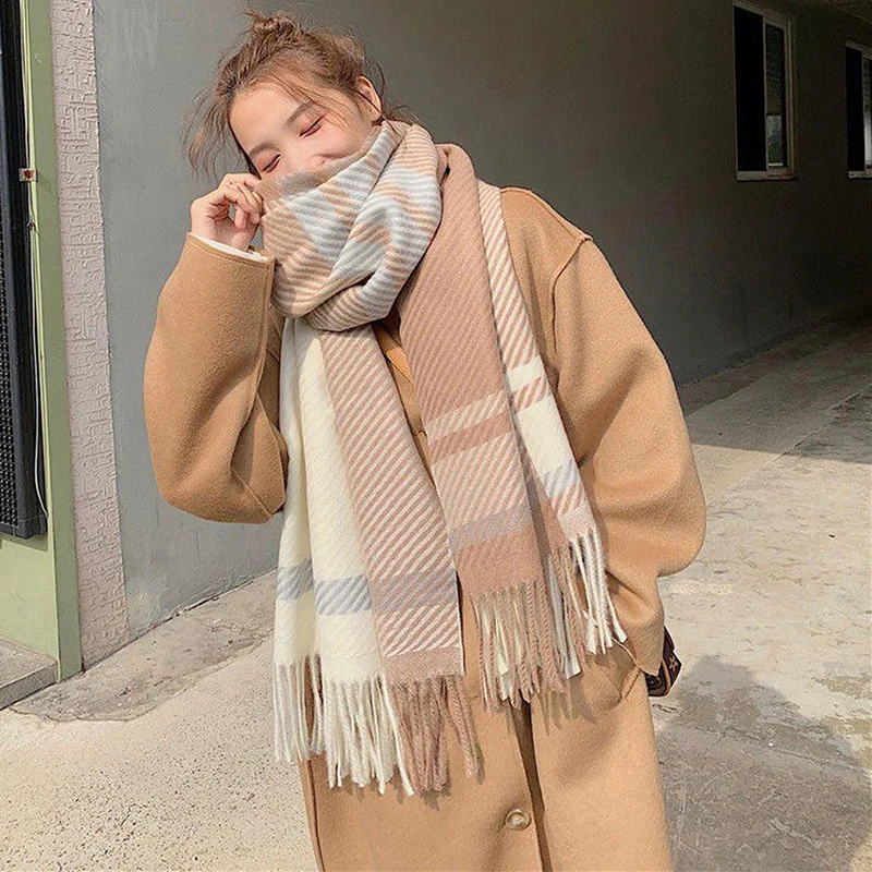 

Striped Scarf Women's Autumn And Winter New Korean Versatile Shawl Warm Neck