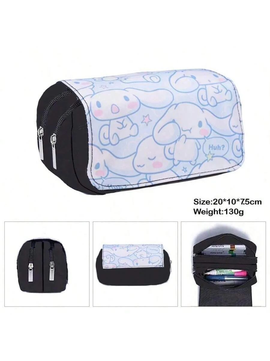 Schoolbag Students Kawaii Double-layer Pencil Bag Large-capacity Casual Backpack Cartoon Printing