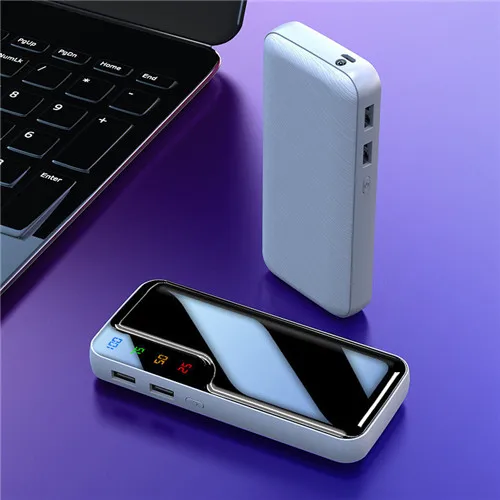 Power Bank 30000mah Portable Faster Charging External Battery Charger 2USB LED Lights Portable Powerbank for Mobile iPhone13 s21 power bank 10000mah Power Bank