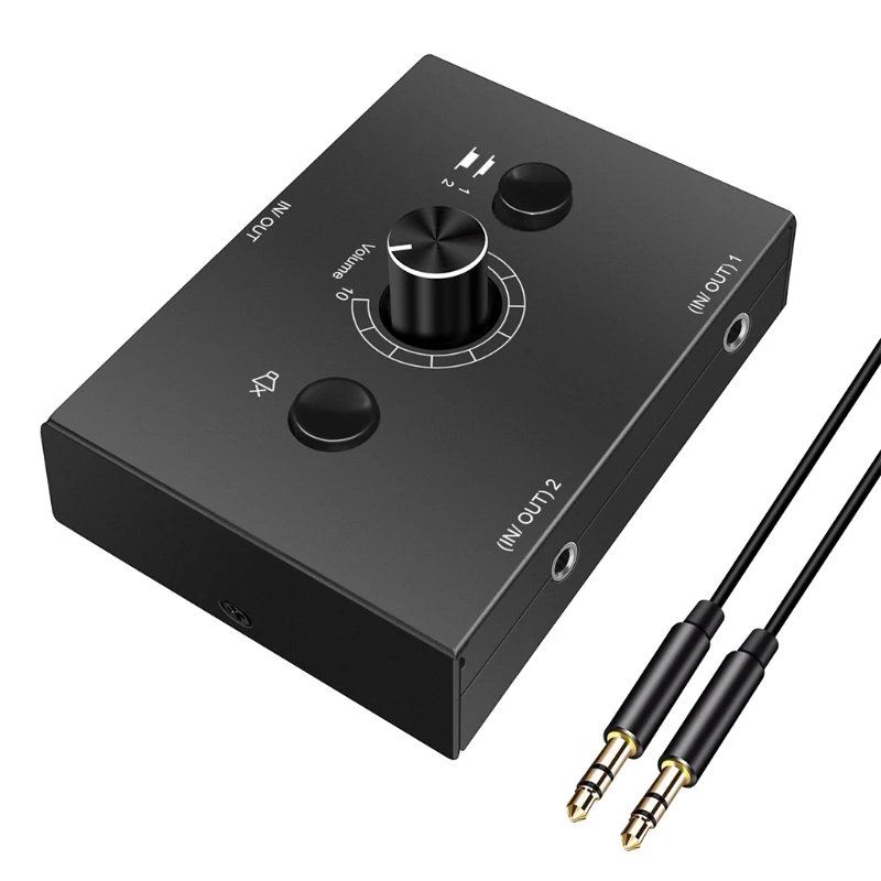 Portable Splitter Switcher Headphone Splitter Box 3.5mm Stereo Converter 2 Input 1 Output / 1