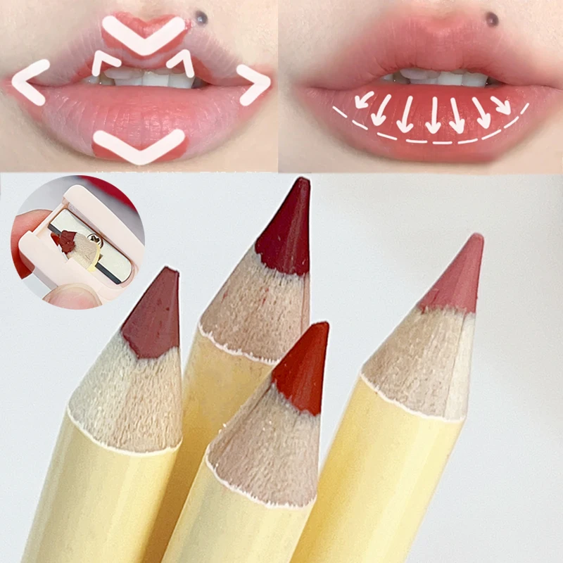 Smooth Nude Lip Liner Pen Waterproof Lasting Outline Lips Shape Lipstick Natural Matte Contouring Lips Pen Lips Makeup Cosmetic