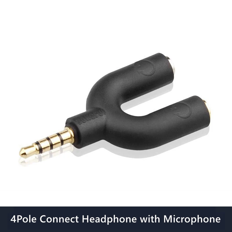 Dual Audio Headphone and Microphone Splitter Adapter