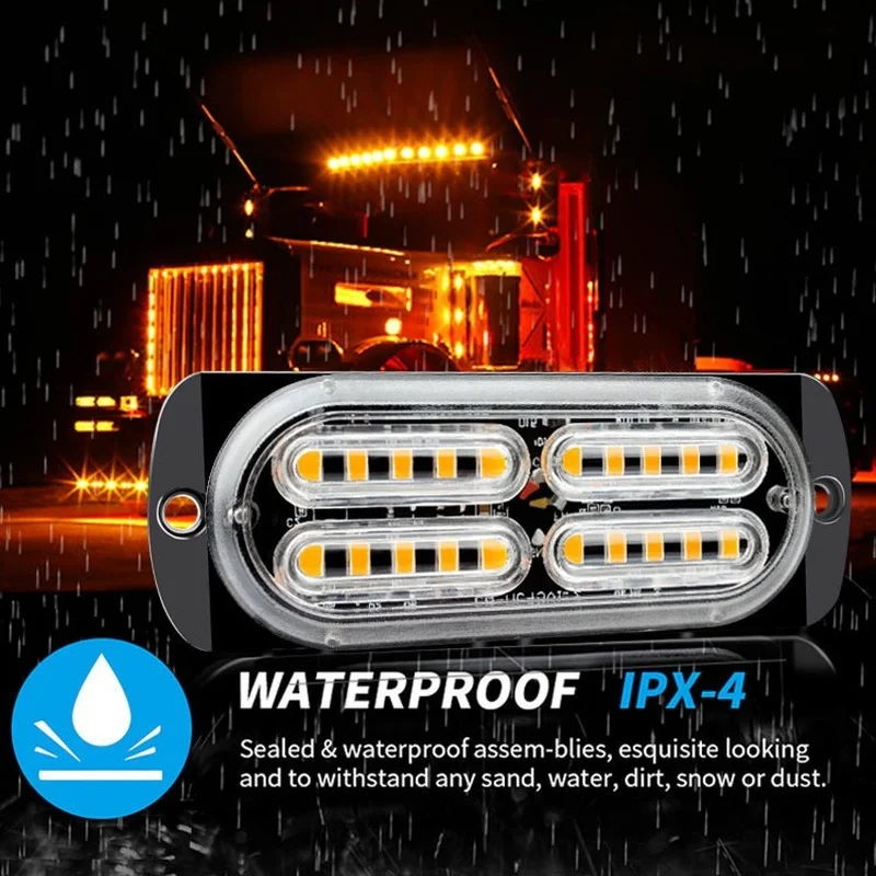 20LED Strobe Lights Warning Emergency Flasher Truck Grille Traffic Flashing Lamp White Yellow Red Blue for Jeep ATV SUV 12V 24V