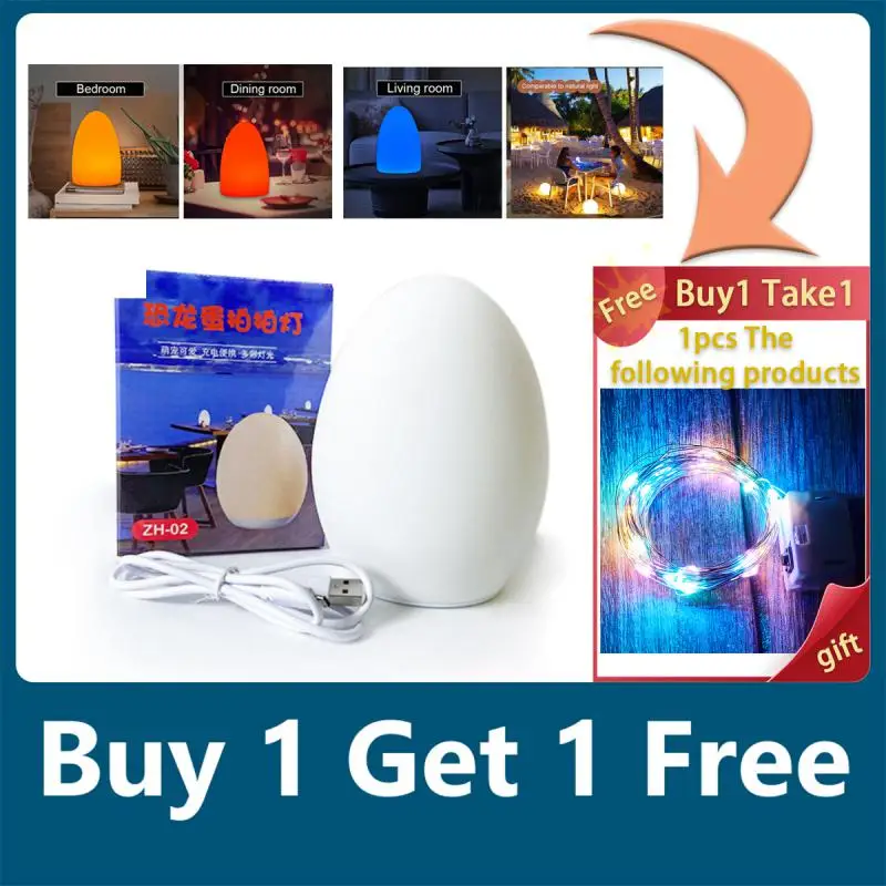 

LED Night Lights USB Rechargeable Egg Shape RGB Pat Light Baby Feeding Sleeping Eye Protection Lamp Outdoor Bar Table Lamp