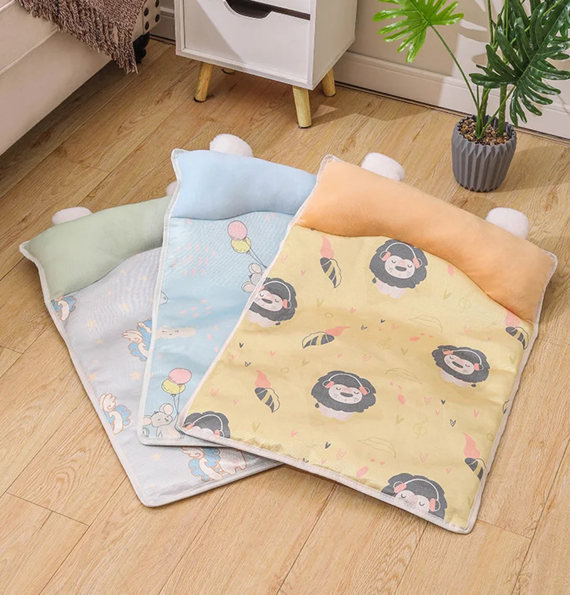 Breathable Cooling Mat For Cats And Dogs With Pillow Square Bed_voghion.com