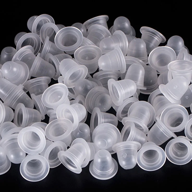 Silicone Disposable Microblading Tattoo Ink Cups Permanent Makeup Pigment Clear Holder Container Cap Tattoo Accessory Supplies 100pcs tattoo plastic tattoo ink cups 8 13 15mm permanent makeup disposable clear plastic pigment container cap tattoo accessory