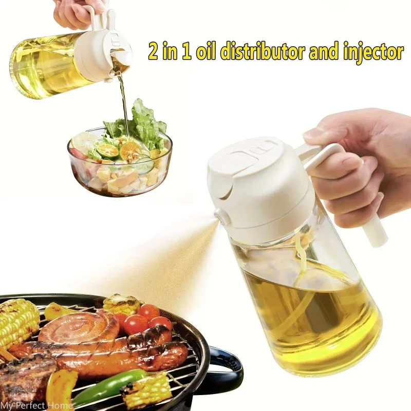 2in1 500ml Plastic Spray Oil Sprayer Bottle Spray Oil Dispenser Jar Cruet BBQ Kitchen Baking Roasting Picnic Kitchen Tool