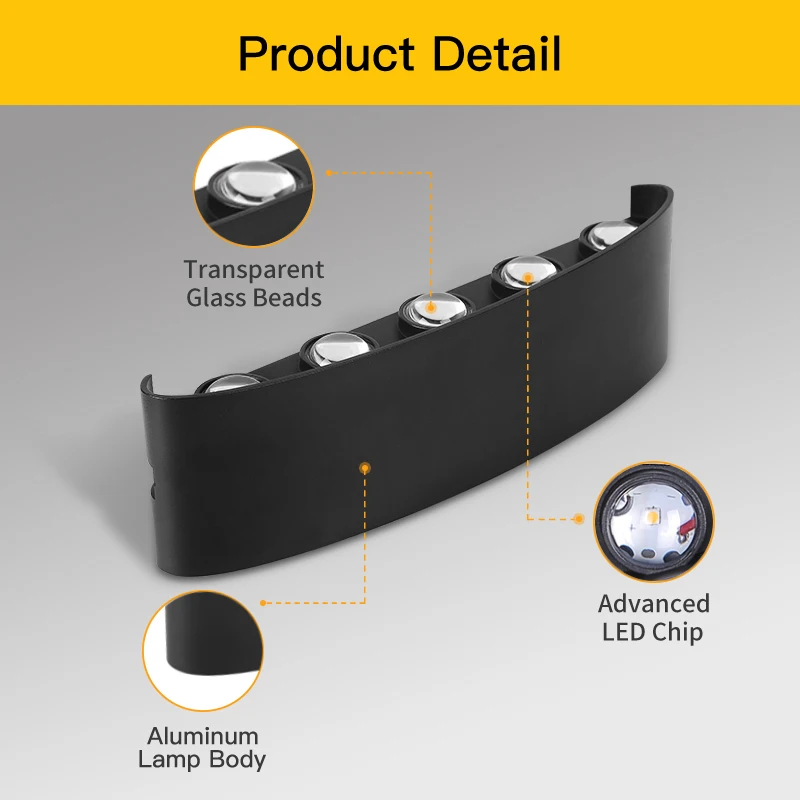 Lampu LED dinding Interior lampu lampu IP65 tahan air desor 110V220V Aluminium atas dan bawah pencahayaan untuk taman rumah