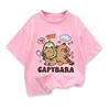 2025 New Kids Shirts Capybara Printed Cartoon T Shirt for Girls Summer Animal Printing Boy T Shirt Tops Tees Children Clothes 3