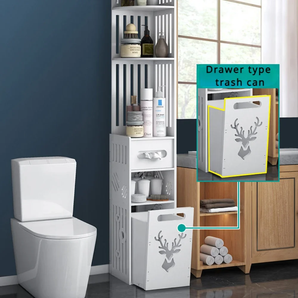 Bathroom Storage Cabinet Multi-Layer Toilet Edge Cabinet High-capacity Narrow Seam Storage Rack Household Bathroom Storage Rack