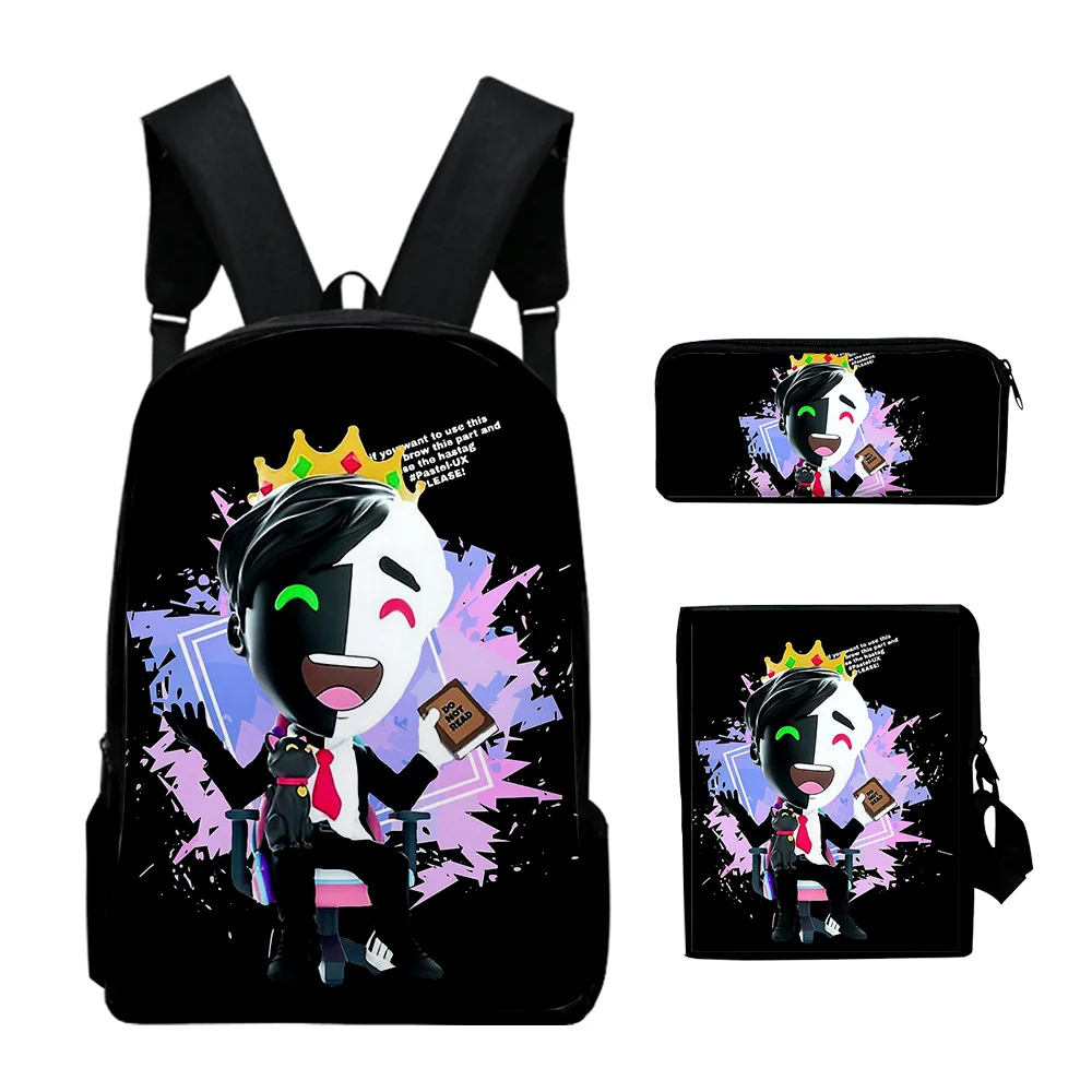 Hip Hop Classic Ranboo 3pcs/Set Backpack 3D Print Student Large Capacity Backpack Travel Laptop Daypack Shoulder Bag Pencil Case