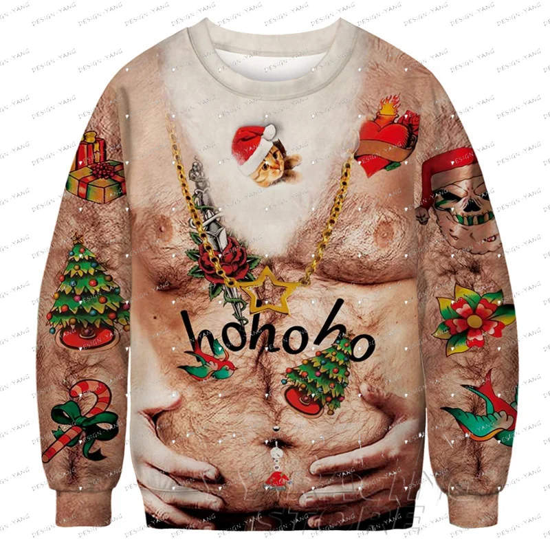 

Christmas Sweater Novelty Funny Light Up Ugly Christmas Sweater For Men And Women 3D Printing Pullover Jumpers Warm Sweater