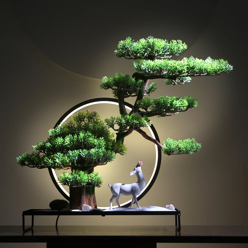 

Creative Artificial Greeting Pine Bonsai Living Room Desktop Green Plant Potted Arborvitae Ornaments