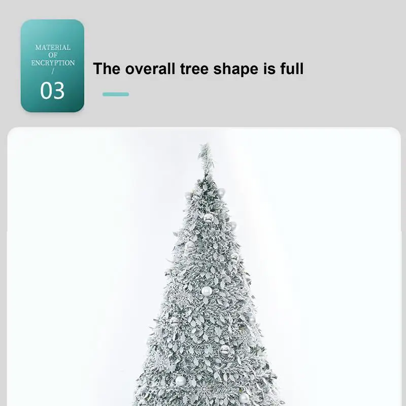 HMASYO 150CM Sapin De Noël Artificiel Avec Lumières LED Chaudes - Pliable Pop Up Paillettes Tinsel Crayon Sapins De Noël Décorations De Noël Pour