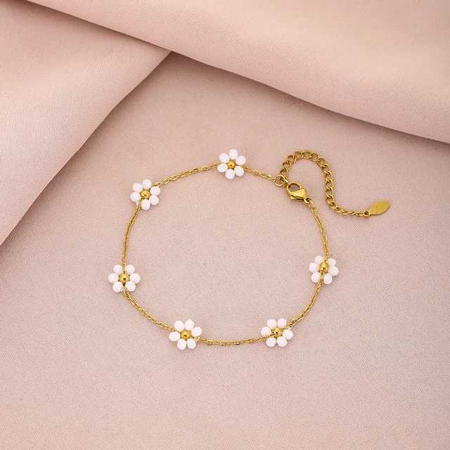 96125-1c9de6.jpg Bracelet pétale de cristal fait à la main, mignon, haut de gamme, perles de verre colorées, bijoux en acier inoxydable pour femmes, été 2025