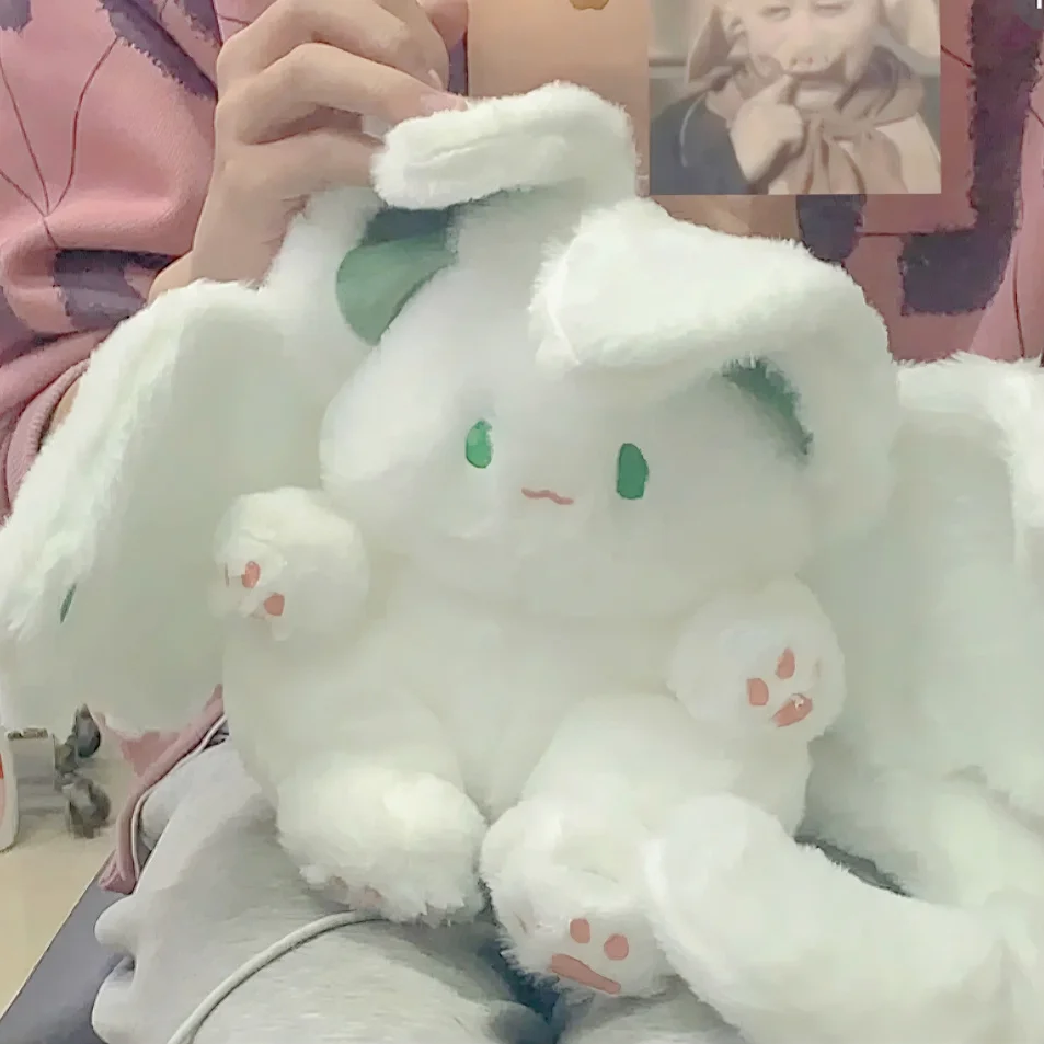 

Magic Wizard Bat Rabbit Plush Toy White Bat Powder Blusher Rabbit Creative Kawaii Plush Soft Pillow Animal Doll Birthday Gift