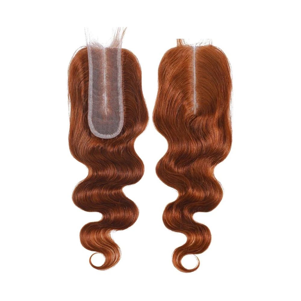 #33 Copper Red Body Wave 2x6 Lace Closure Transparent Swiss Lace Brazilian Human Hair Pre-Plucked With Baby Hair For Women 5