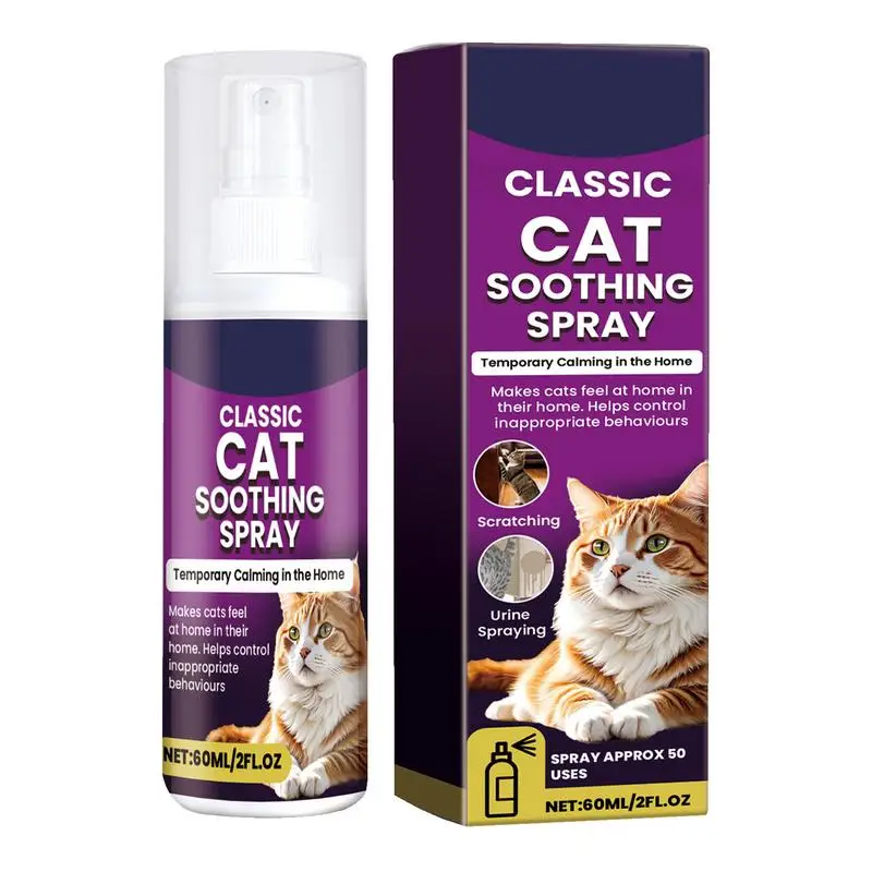 Cat Stress Relief Spray 100ml Scratch Prevention Cat Facial Spray Natural Plant-Based Acts Quickly Calming For
