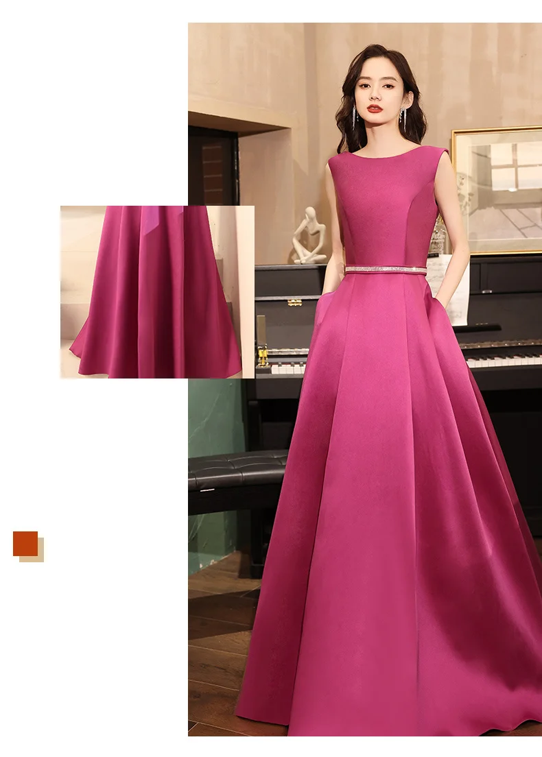 Elegant Simple Satin Long Evening Dresses Sleeveless A-line Floor-Length Women Formal Gowns For Wedding Plus Size maternity evening dresses