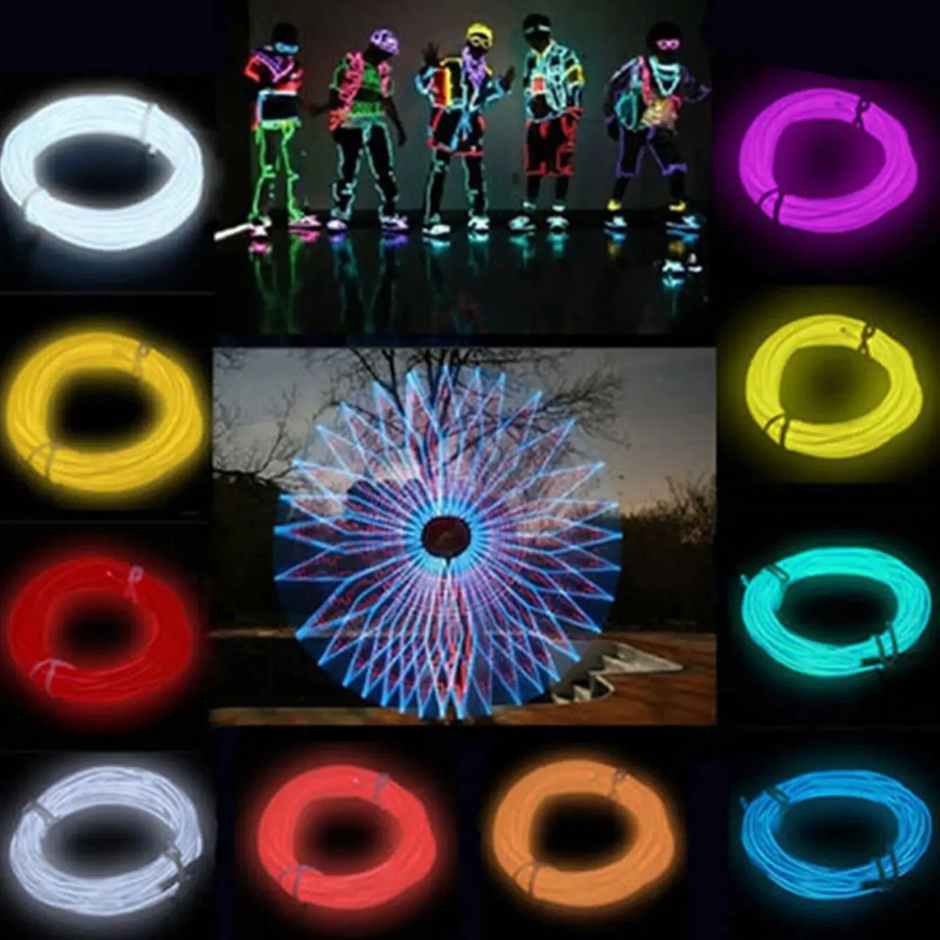32.8ft/10m (5mx2) Cold light line Flexible LED Light,Luminous Line Car Interior Portable Diy light, for Festival, Party Decorati