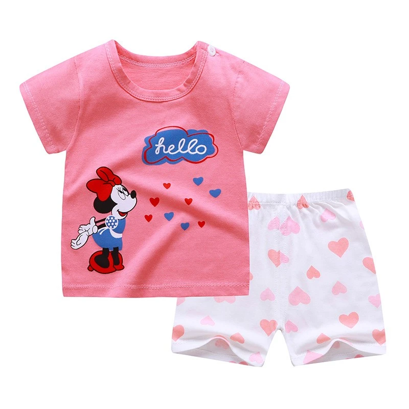 baby floral clothing set 0 1 2 3 Year Old Babies Clothes Small Girls Minnie Mouse Outfits Summer Short Sleeve T + Shorts 2pcs/set Leisure Wear 2022 New newborn baby clothing set