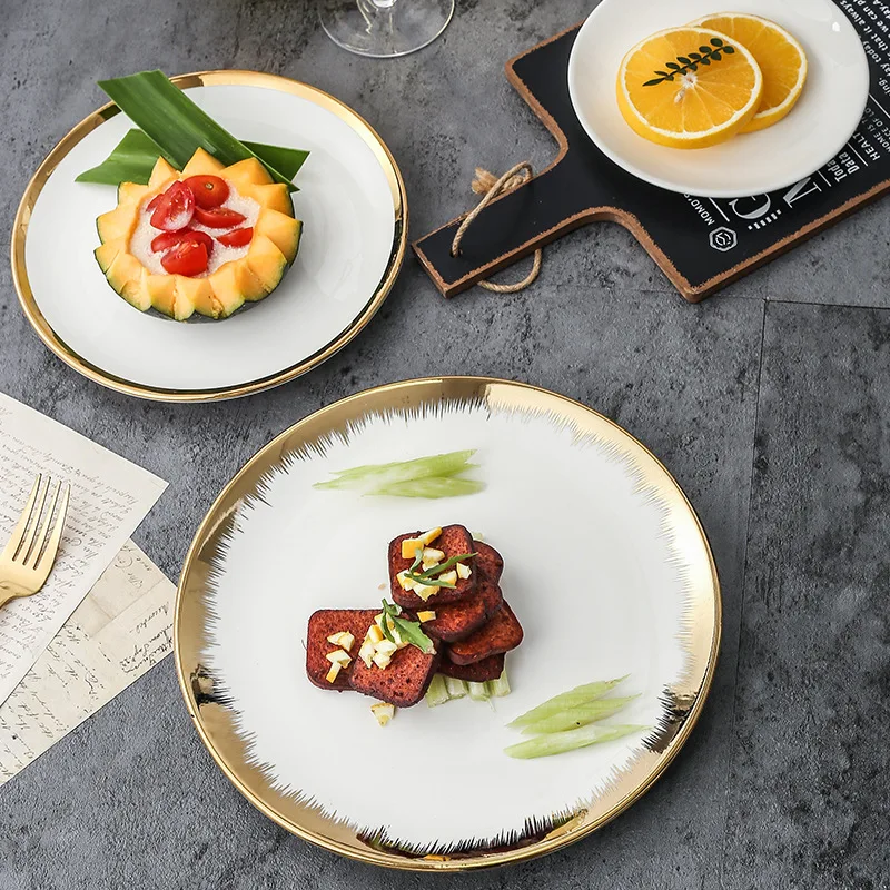 

Nordic simple daily household creative light luxury Phnom Penh ceramic tableware Western food plate, steak plate, noodle plate