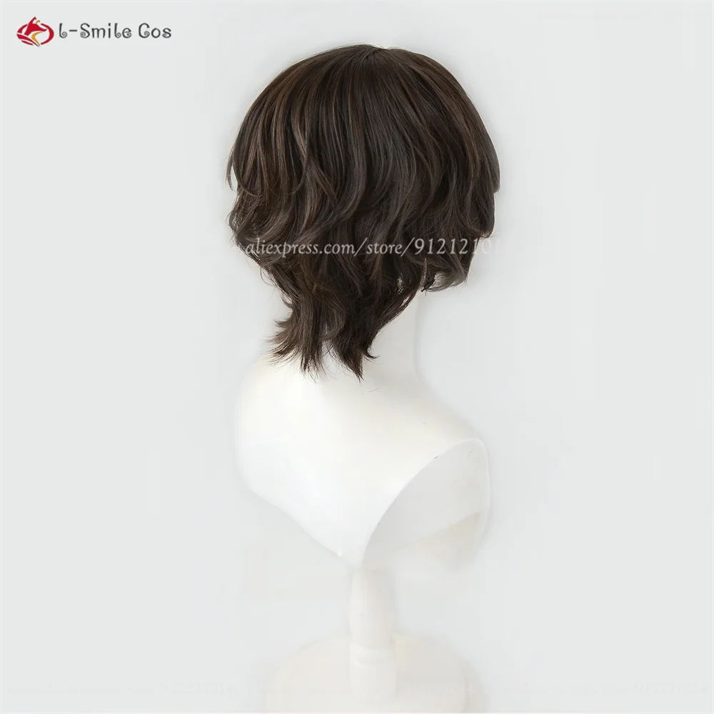 Dazai Osamu Anime Perücke Dunkelbraun Wellig Cosplay Hitzeresistent Unisex 6