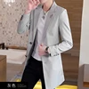 New Men's Business Casual Fashion Urban Korean Trend Slim Solid Color Small Suit Jacket Spring blazers long dress coat 5