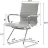 Office Desk Chair Set of 8,No Wheels PU Leather Computer Chairs Mid Back Guest Chairs with Seld Base for School/Reception/Confer 3