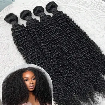 Brazilian Jerry Curly Wave 24 26 28Inch Unprocessed Virgin Deep Curly Human Hair Quick Weave Raw Water Wave Nature Black 1